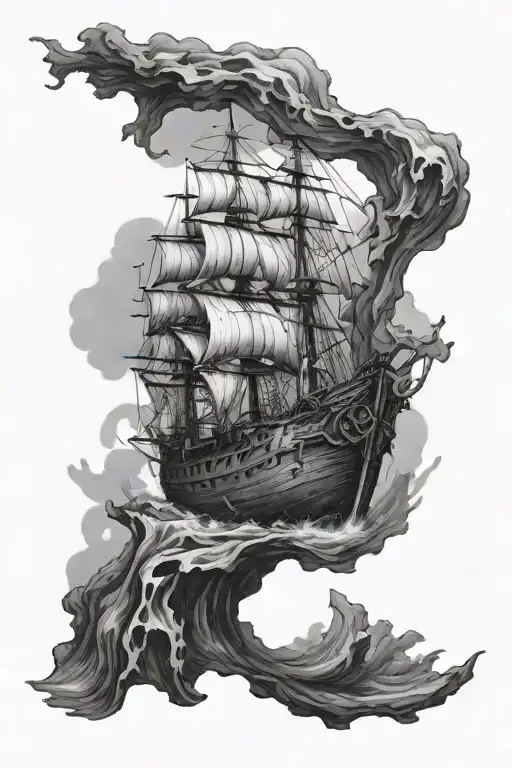 Underwater Shipwreck tattoo design idea