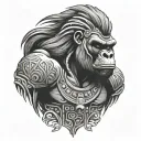 silverback gorilla aztec warrior tattoo design idea