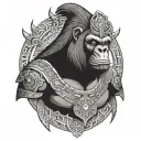 silverback gorilla aztec warrior tattoo design idea