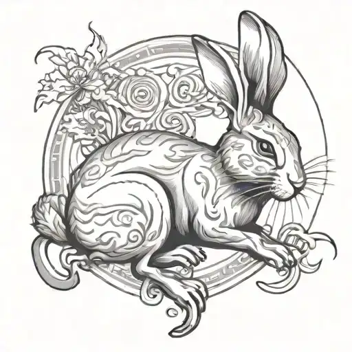 rabbit Chinese zodiac and cancer horoscope tattoo design idea