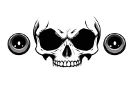 voodoo skull  button eyes tattoo design idea