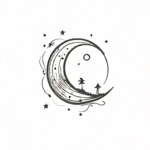 semi colon incorporating sunsets and stars forming the shape tattoo design idea