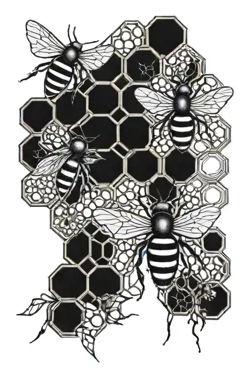 Industrial Bee Honeycomb tattoo design idea
