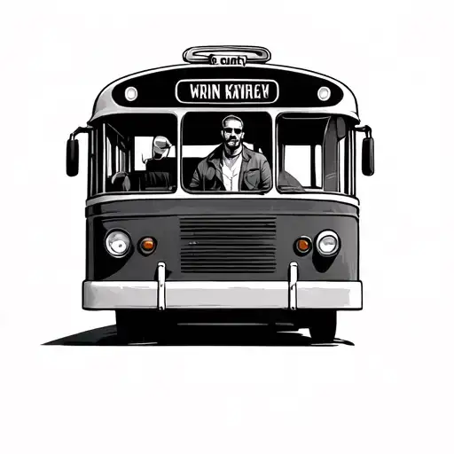man in a bus tattoo design idea