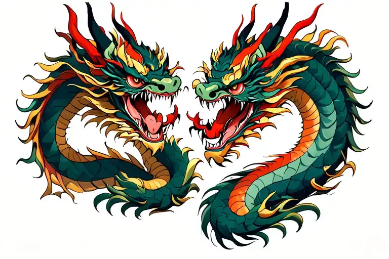 Two dragons tattoo design idea