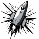 rocket in punk style simple line drawing tattoo design idea