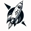 rocket in punk style simple line drawing tattoo design idea