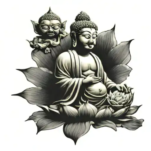 montag budha sitting in a lotus tattoo design idea