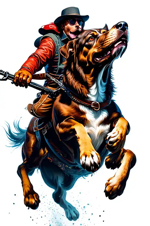 spectral rider on a hell hound dog jumps tattoo design idea