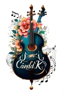 c and k fancy calligraphy style with music designs tattoo design idea