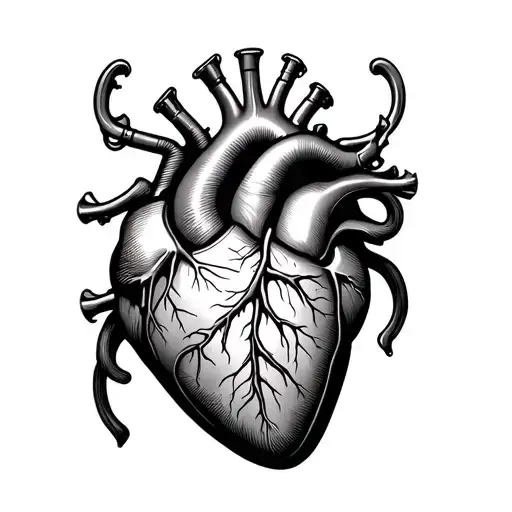 steam generated anatomical correct heart tattoo design idea