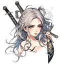 sexy anime girl katana sword tattoo tattoo design idea