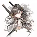 sexy anime girl katana sword tattoo tattoo design idea