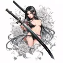 sexy anime girl katana sword tattoo tattoo design idea