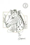 Postage stamp with postmark, minimalist, leopard head and giraffe, African, banana tree, small and discreet tattoo design idea