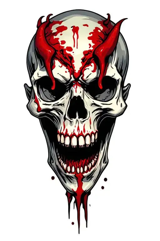 Scary demon skull tattoo design idea