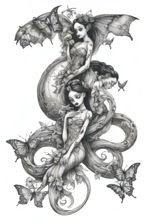 9 corpse bride butterflies fluttering tattoo design idea