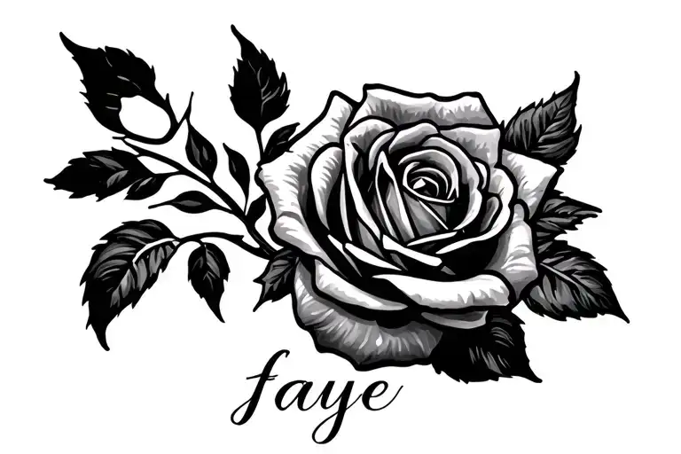 rose and name faye tattoo design idea
