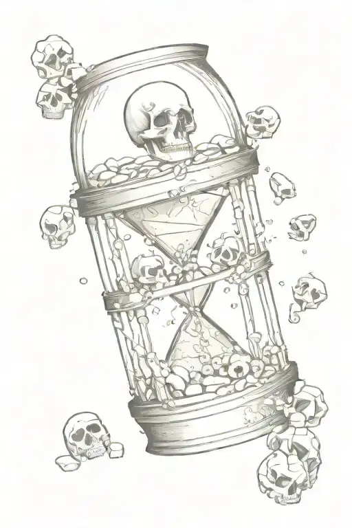 coffin hourglass; filled up with tiny skulls for the sand tattoo design idea
