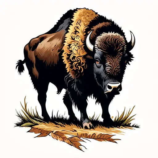 Bison black grey tattoo tattoo design idea