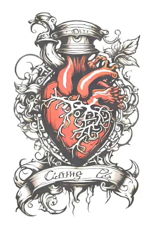 caring the weight of the heart on the shoulders  tattoo design idea