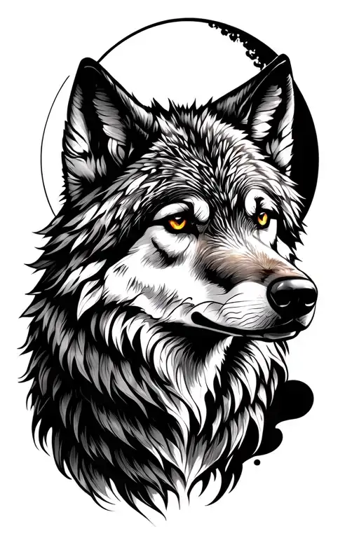 forearm tattoo of the wolf and the moon. wolf should ne calm yet intense. half sleeve. should cover complete front forea tattoo design idea