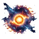 a sun going supernova in the middle of a nebula tattoo design idea