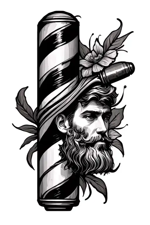 Urban themed barber pole  tattoo design idea