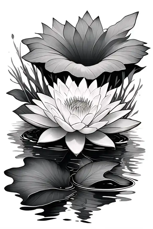 water Lilly inside geo diamond tattoo design idea