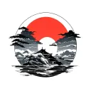 Japanese Rising Sun tattoo design idea