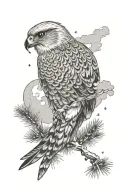 Kestrel clouds pine tattoo design idea