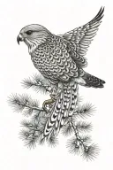 Kestrel clouds pine tattoo design idea