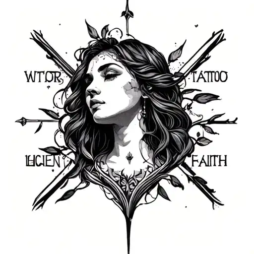 feminist tattoo that shows strength and courage & faith tattoo design idea