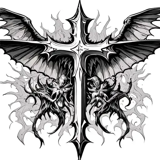 Inverted triple cross of the Béhémoth metal group tattoo design idea