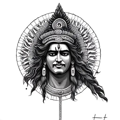 Mahakal and Nepal Flag tattoo design idea