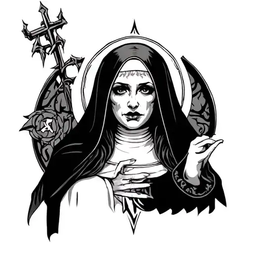 unholy nun horny tattoo design idea