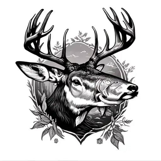about dead dad. have a river in it included Irish heritage. deer and fish  tattoo design idea