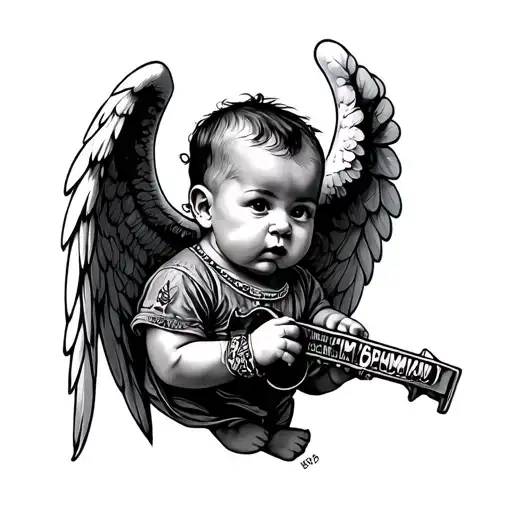 Gangster Baby Angel tattoo design idea