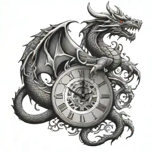 Dragon Clock tattoo design idea