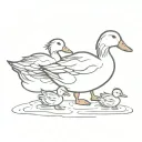 one duck and two ducklings following their mother, in the water tattoo design idea