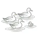one duck and two ducklings following their mother, in the water tattoo design idea