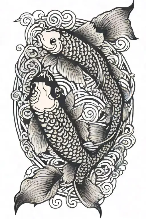 koi fish swimming in circles intertwined within tattoo design idea