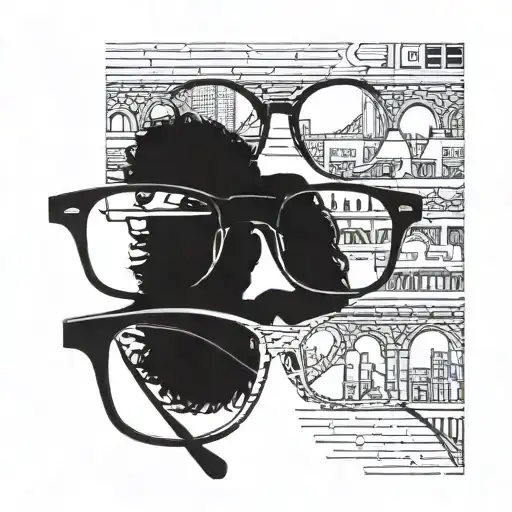 A pair of glasses with a bridge design, representing the client's occupation as a professor and love for the film Bridges of Madison County tattoo design idea