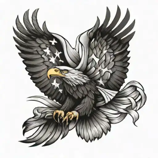 eagle american flag intertwined tattoo design idea