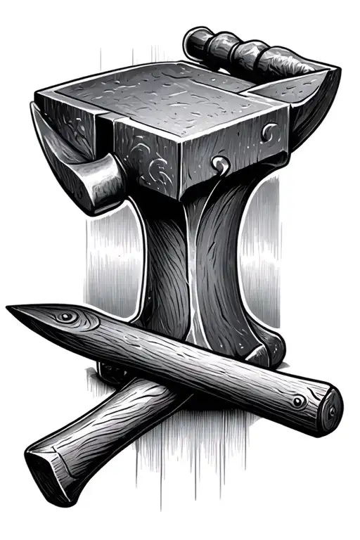 anvil and hammer tattoo design idea