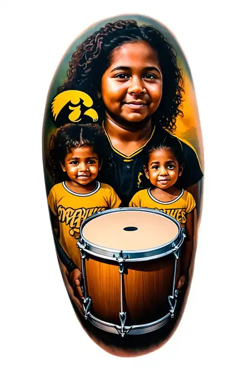 Family, Drums, Iowa Hawkeyes Logo, and Photography tattoo design idea