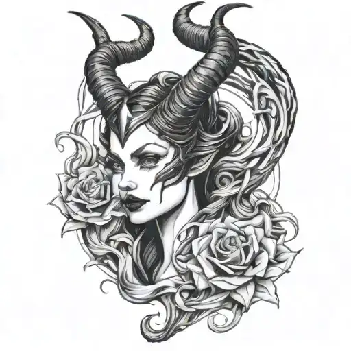 maleficent and medusa combined together fineliners  tattoo design idea