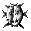 2 fish hooks crossed tattoo design idea