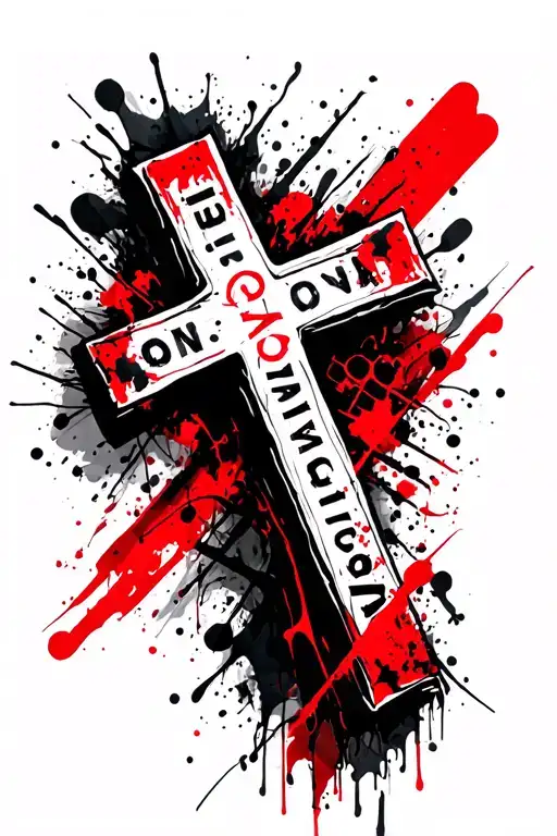 cross with last name  tattoo design idea