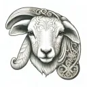 cute symmetrical lamb face with Jesus Christ behind it  tattoo design idea